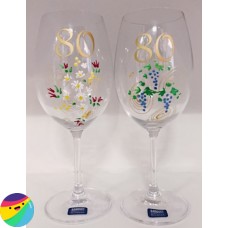 Kozarec za vino z ročno poslikavo za 80 let